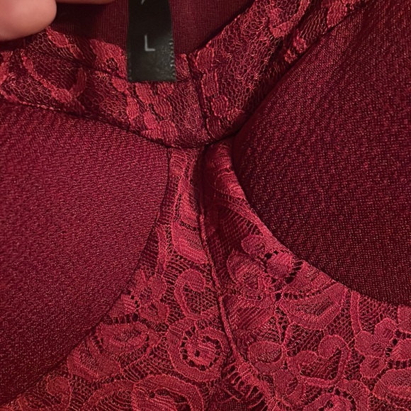 Burgundy Lace design Romper - Picture 3 of 5